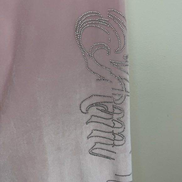 I.AM.GIA Daria Velour Rhinestone Logo Track Pants in Baby Pink Size S - Picture 5 of 10